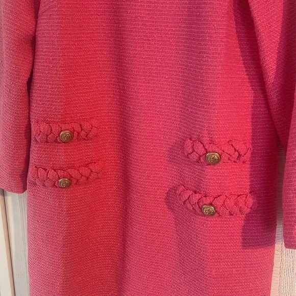 Tuckernuck NWT Hot Pink Tweed Long Sleeve Jackie Dress - Picture 7 of 11